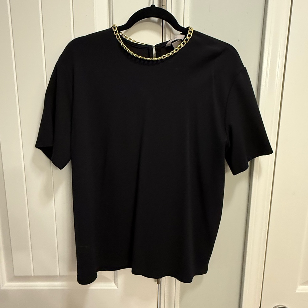 H&M Black Top with Gold Chain Accent